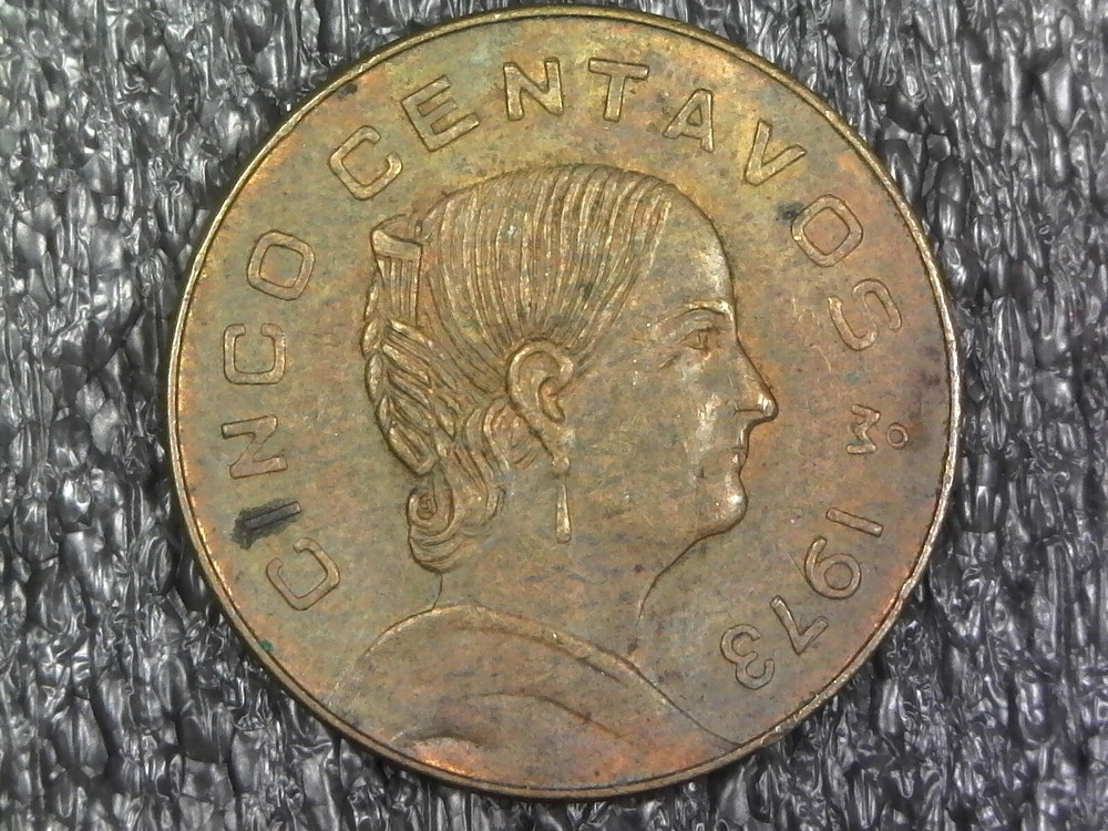 1973 Mexico 5 Centavos w/ Double Die DDO & DDR Error Inv#E5427