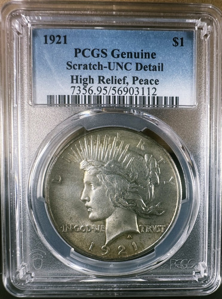 1921 peace silver dollar PCGS Scratch-UNC Details
