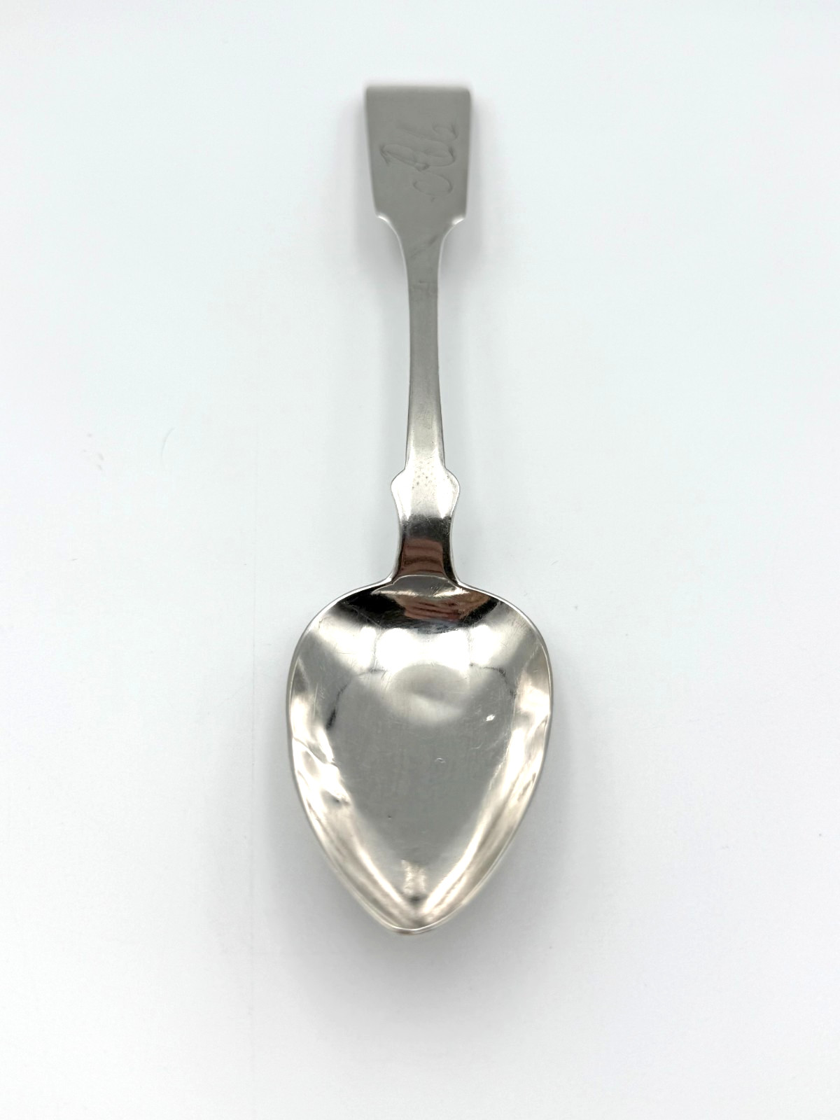 Antique Coin Silver Soup Spoon, E. Morgan Poughkeepsie NY, Monogram, c 1850