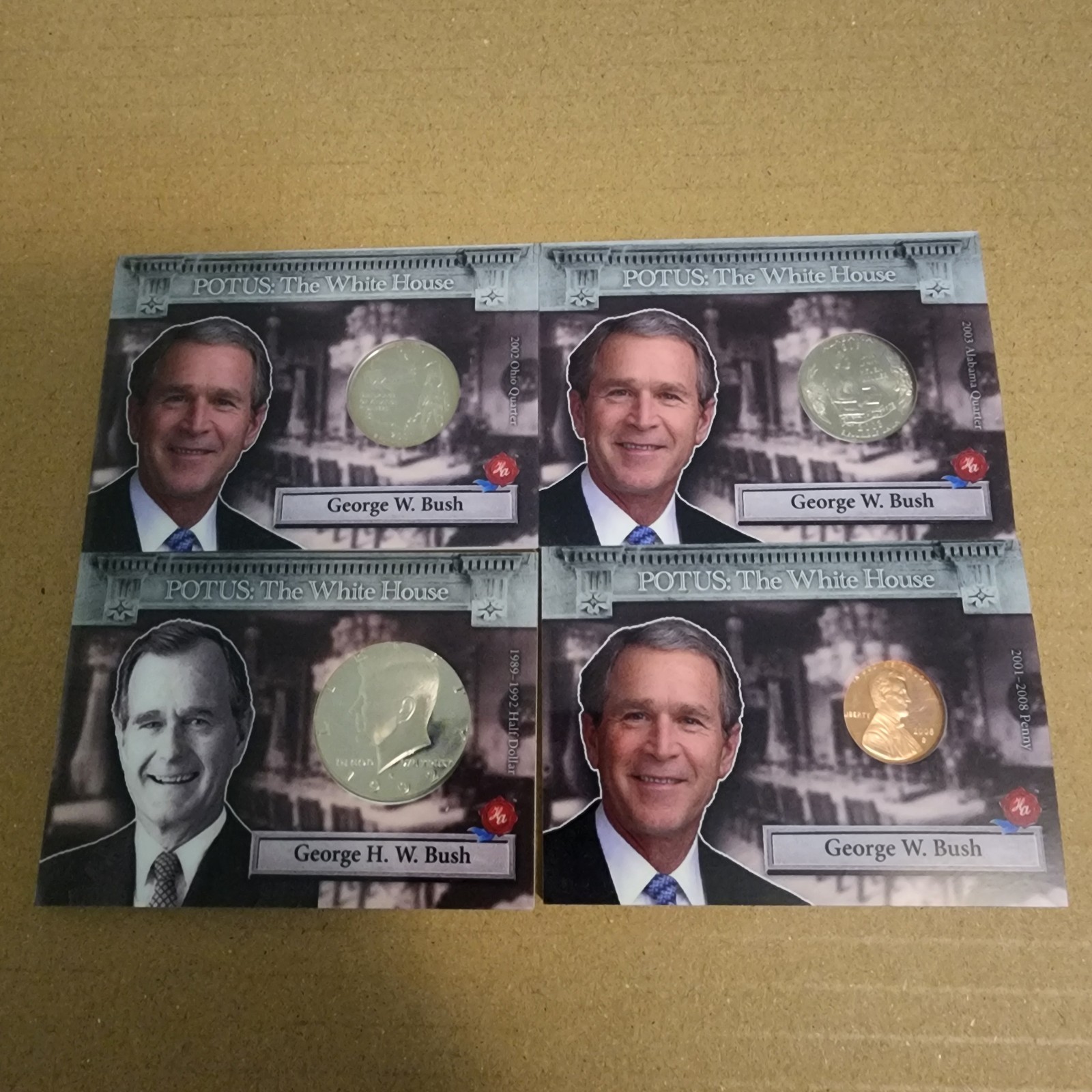 2025 POTUS The White House Lot Of 4 George Bush Coin Cards Low Print Run