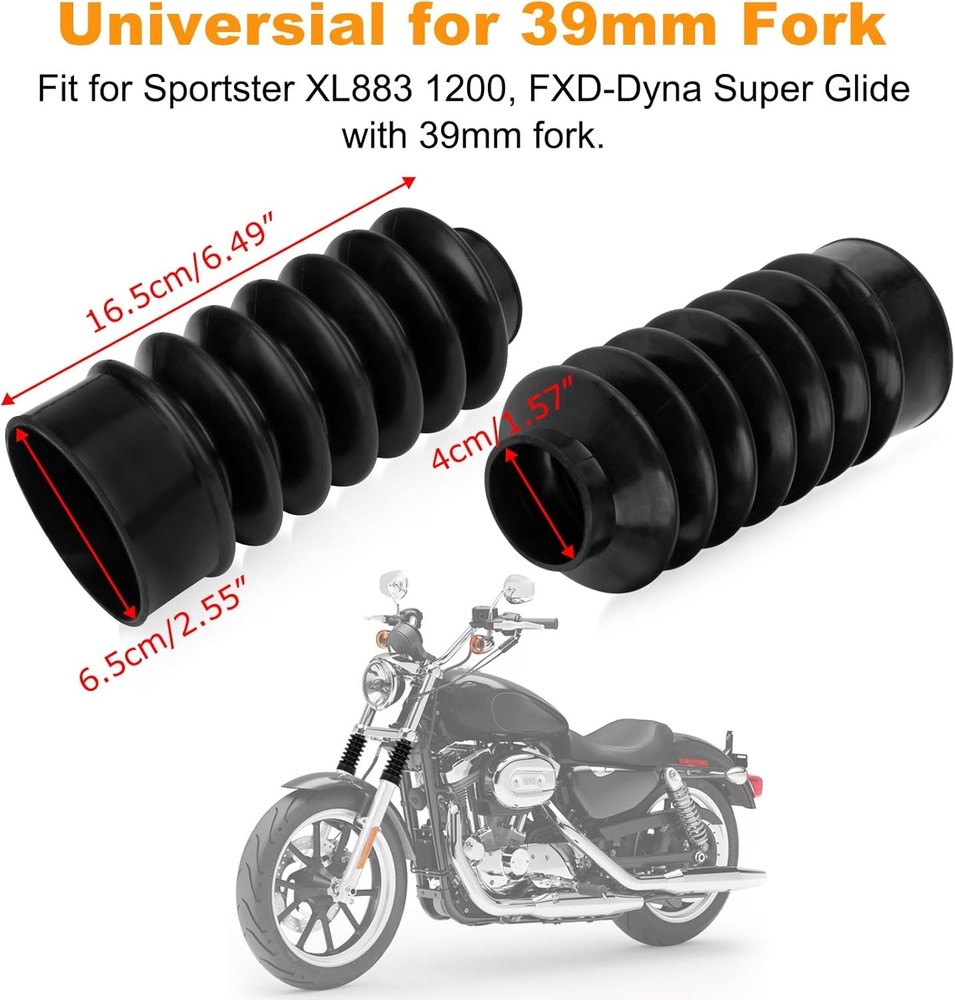 39mm Motorcycle Front Fork Covers Guards Rubber Gaiters Gators Shock Boots Shock