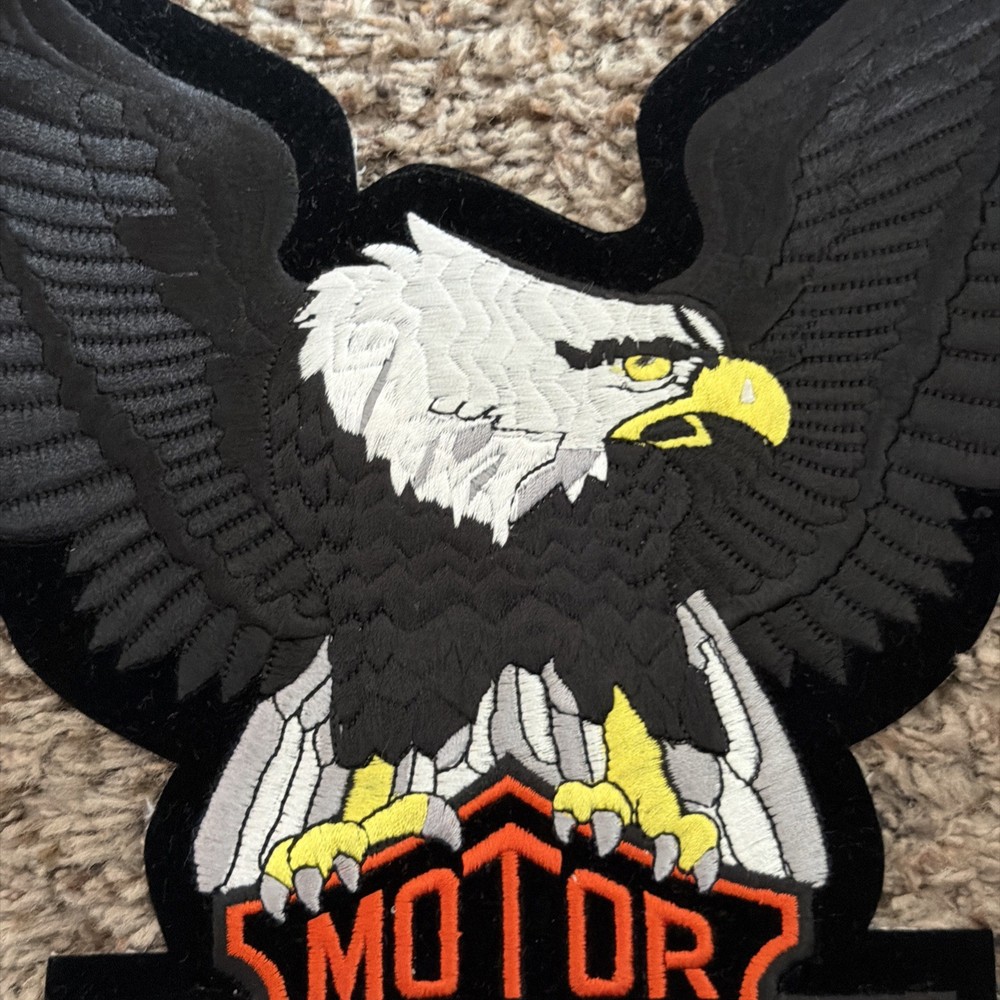Harley Davidson Bar & Shield Eagle Black Silver Back Vest Patch 13 x 10