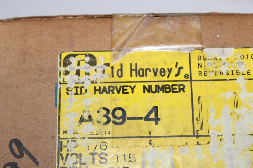 NOS Sid Harvey Blower Motor Model No. A39-4 Oil Burner
