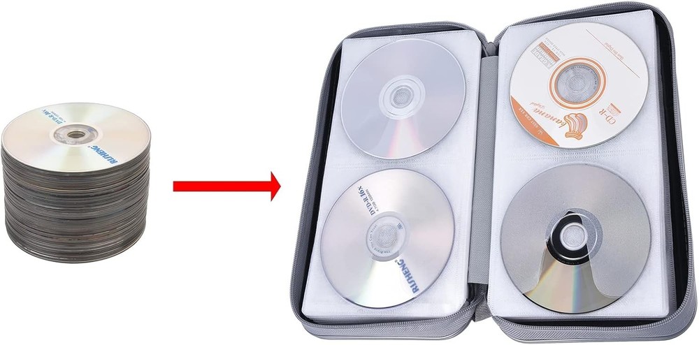 CD Case,96 Capacity CD Holder Hard Plastic CD Storage Wallet Protective CD/DV...