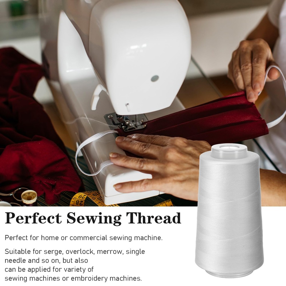 8 PCS Black White Sewing Thread 40S/2 3000 Yard Spool Serger Polyester Cone