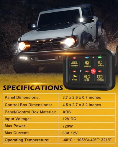 6 Gang Switch Panel with Electronic Relays, Universal Circuit Control Relay