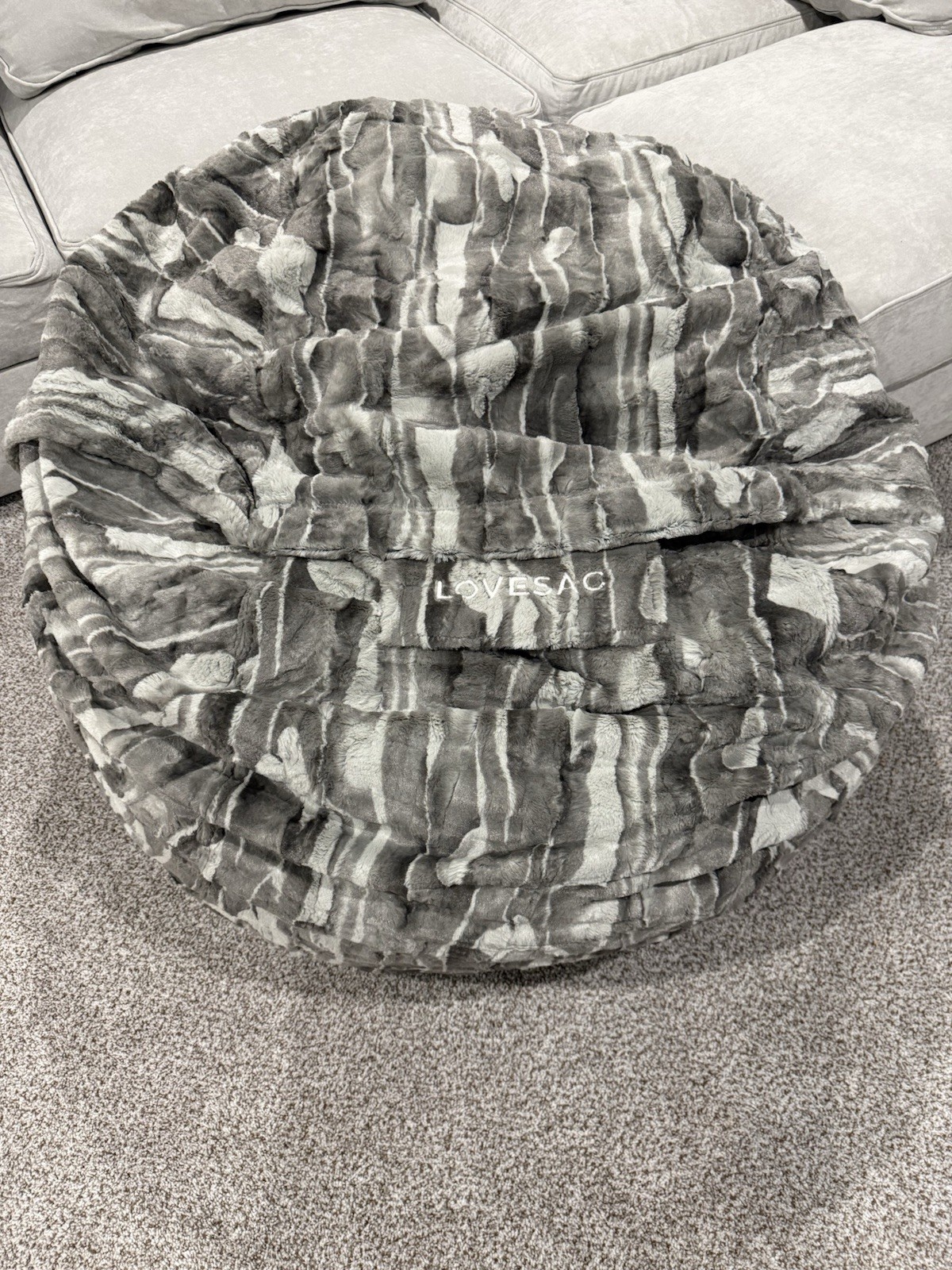 Lovesac CitySac Bean Bag Chair w/ Silver Liger Phur Cover – Free Shipping