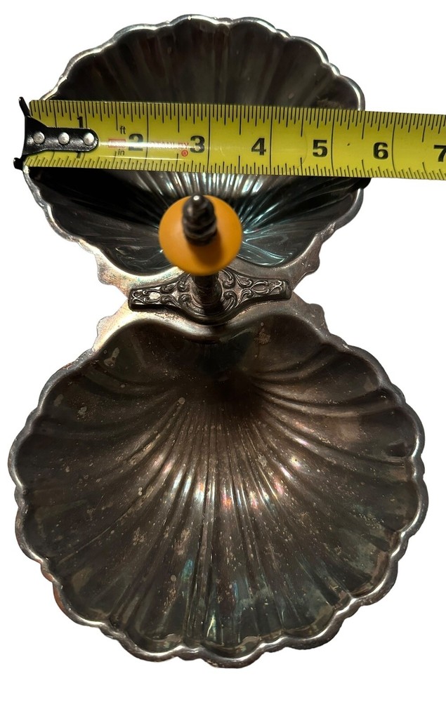 Silver Plated Shell Serving Dish (Two Shells) With Bakelite In Handle 10” X 6”