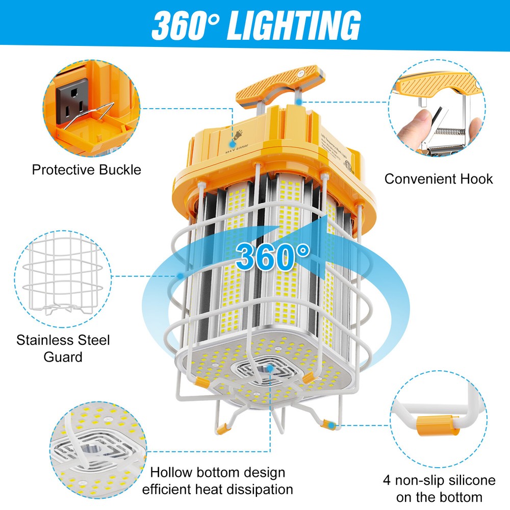 LED Temporary String Work Light 150W Linkable Construction Jobsite High Bay Lamp