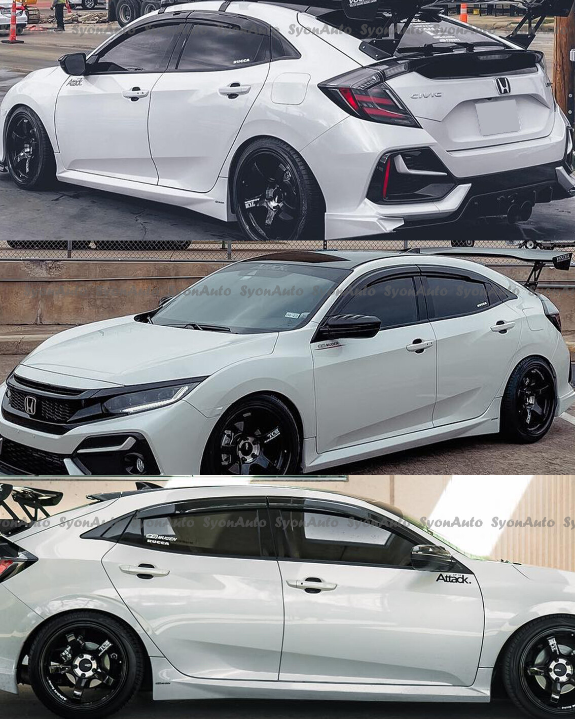 FITS 16-2021 HONDA CIVIC HATCHBACK MUGEN STYLE WINDOW VISOR RAIN GUARD DEFLECTOR