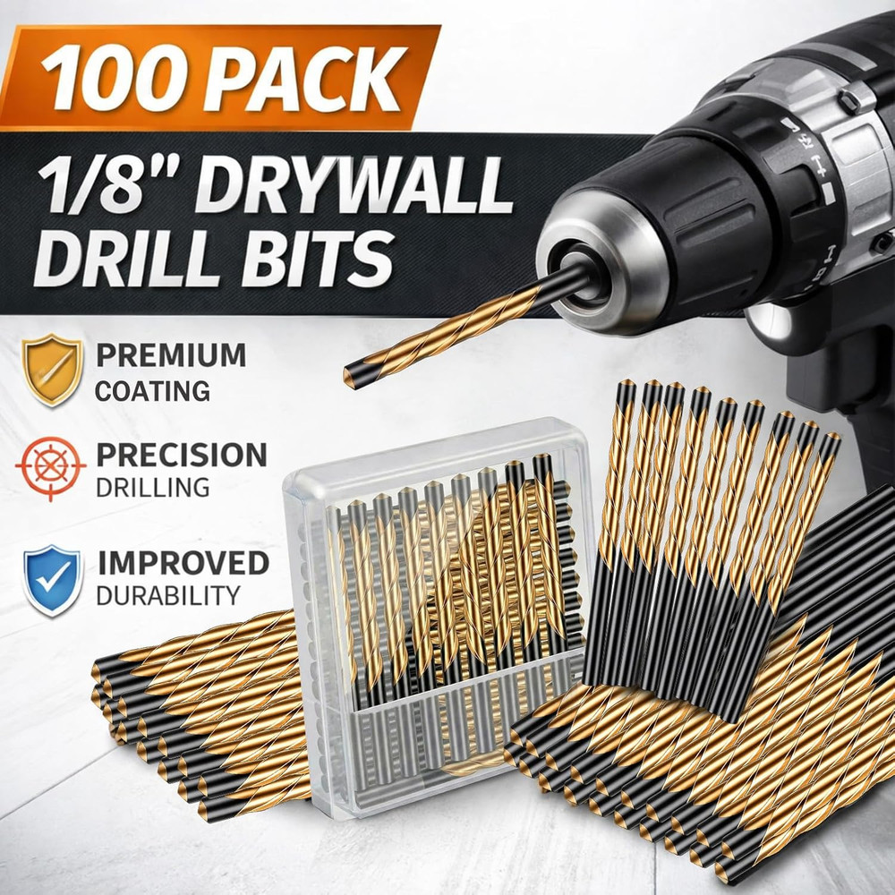 100 Pcs Drywall Rotor Tips 1/8" Drywall Router Drill Bits HSS Guidepoint Cutting