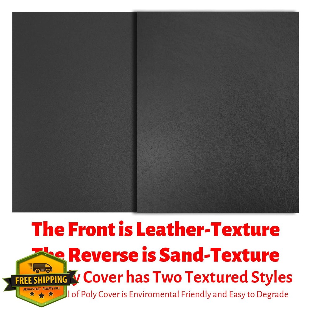 Binditek 100 Pack Leather Polycovers, 8.5x11" Black Presentation Binding Covers
