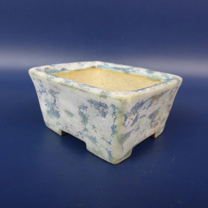 Japanese Bonsai Pot Signed Small Rectangular 7cm Glazed Ceramic Mini Pot Used