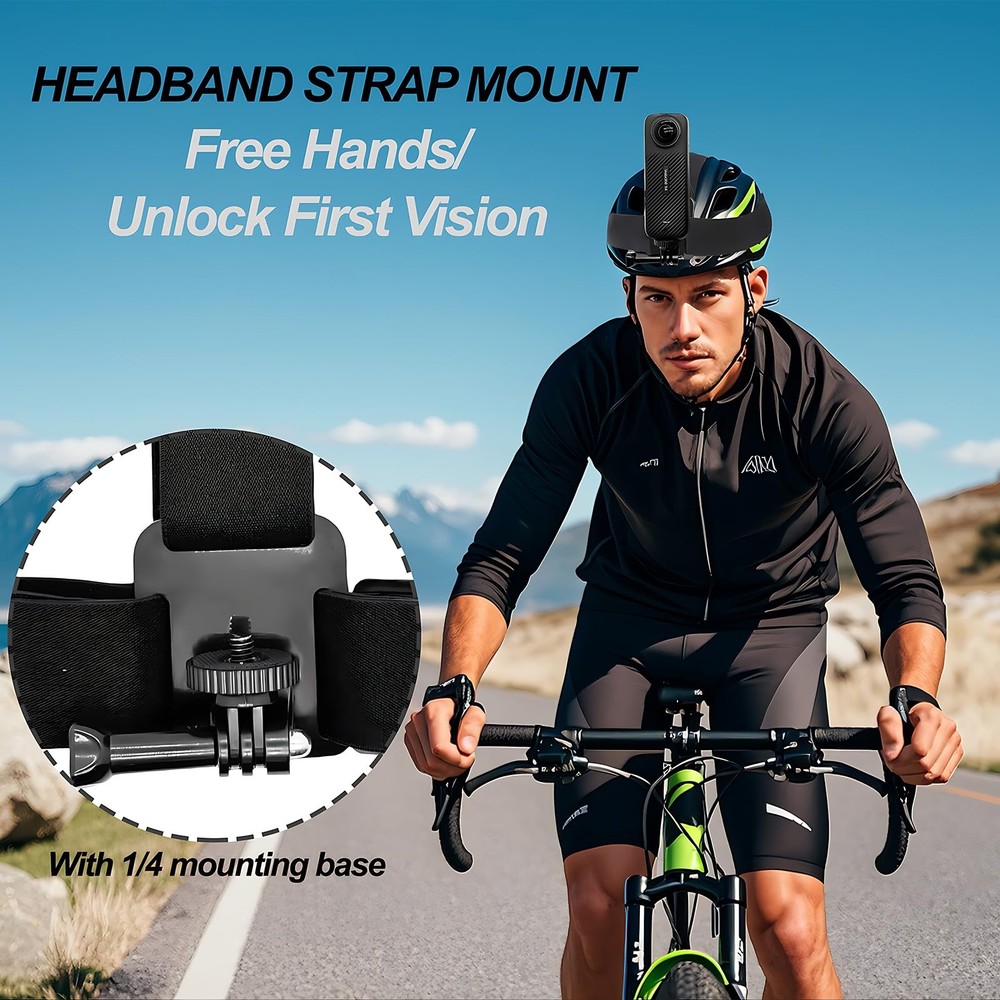 Head Strap Mount for Action Camera compatible with Insta360 GoPro Accessories