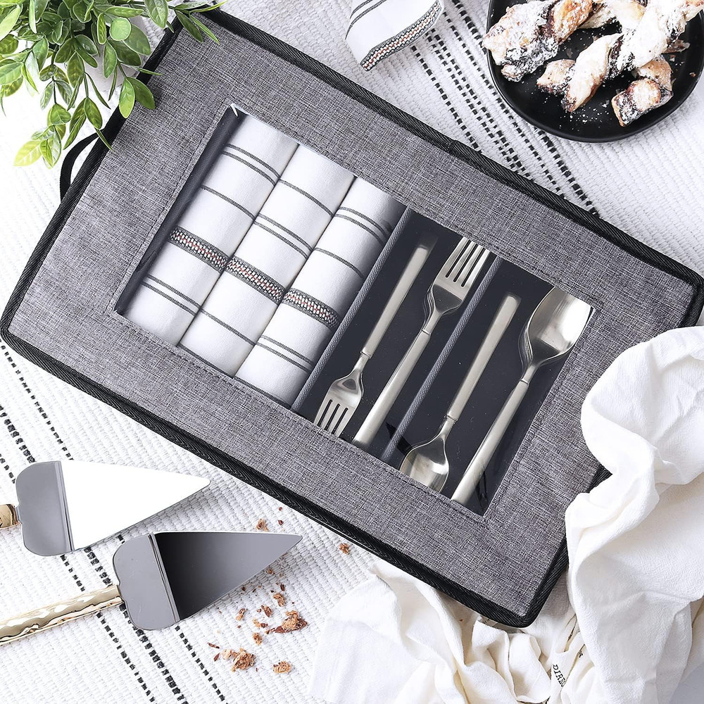 Flatware & Utensil Storage Durable Silverware Storage Box with Padded Dividers