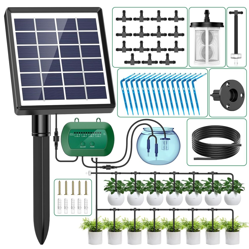 Solar Automatic Watering Kit for Plant,Automatic Drip Watering System with Timer