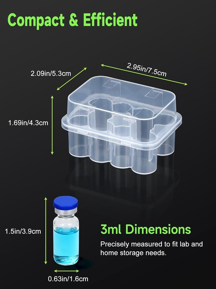 10-Slot 3ml Insulin Vial Storage Case - Secure & Transparent Organizing Solution