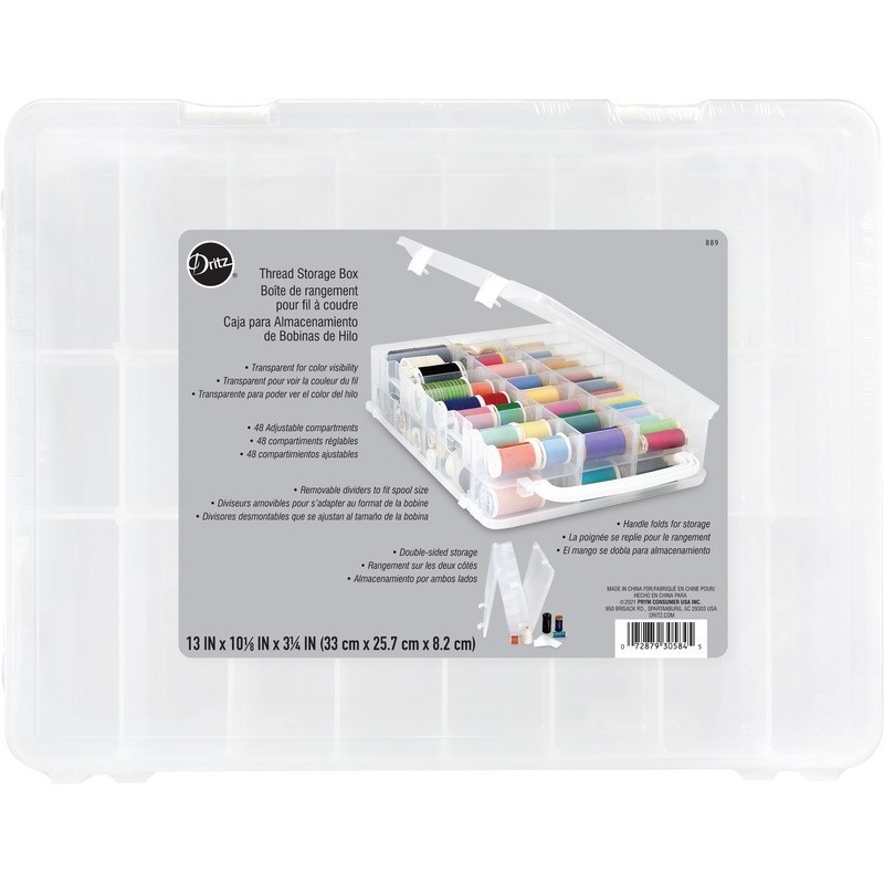 Double-Sided Thread Storage Box 48 Spools Transparent Durable Carrying Handle US