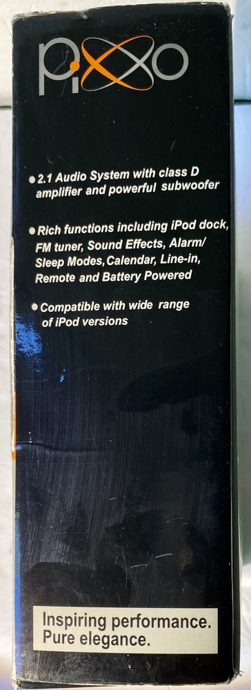 Pixxo MiniBooMX 2.1 Audio System w/iPod Dock