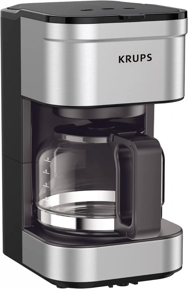 KRUPS Simply Brew Compact Filter Drip Coffee Maker, 5-Cup, 5-cup, Silver