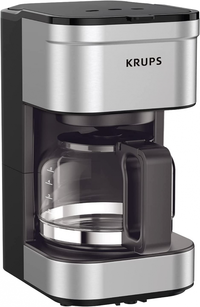 KRUPS Simply Brew Compact Filter Drip Coffee Maker, 5-Cup, 5-cup, Silver