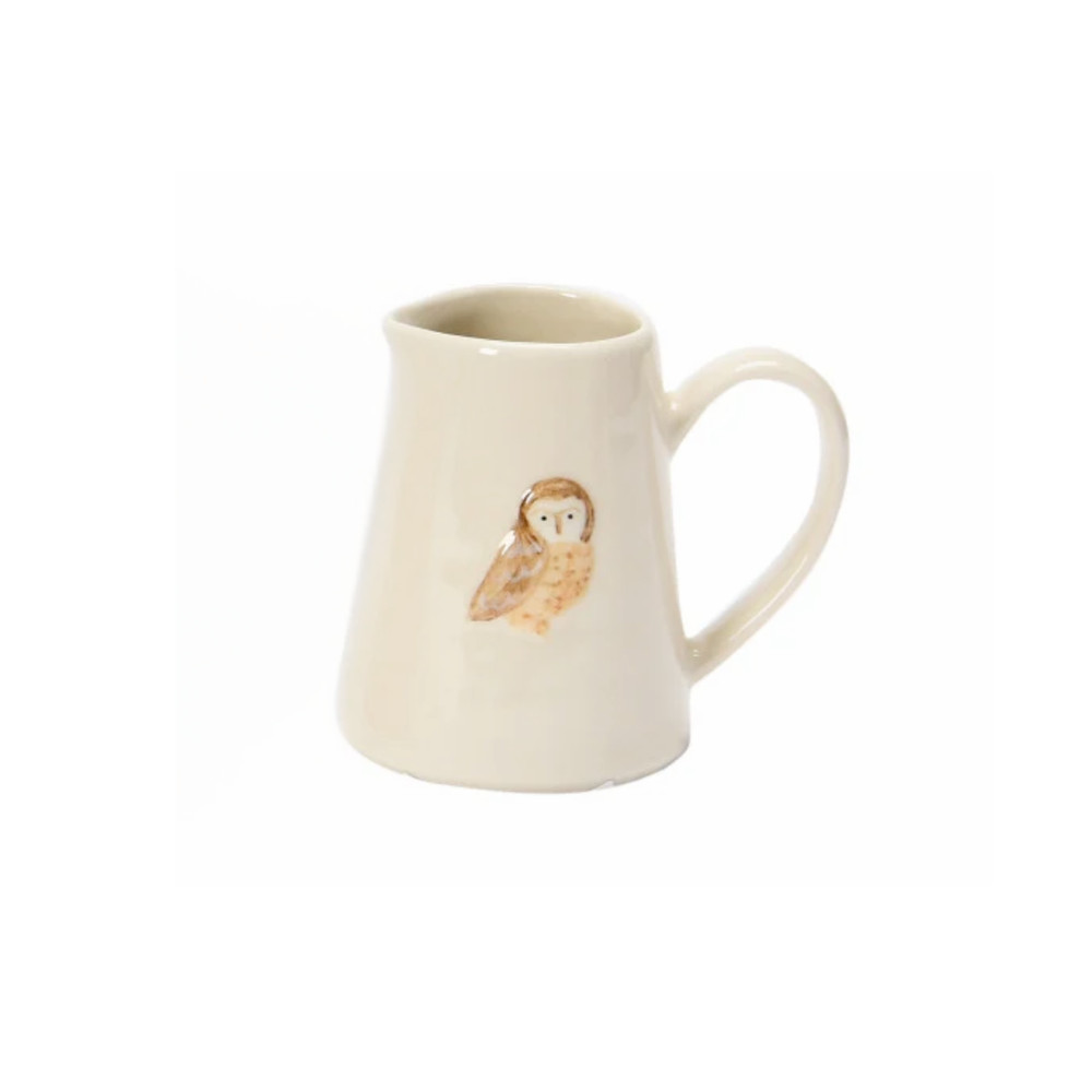 Creative Co-op Owl Stoneware Hand Painted Creamer