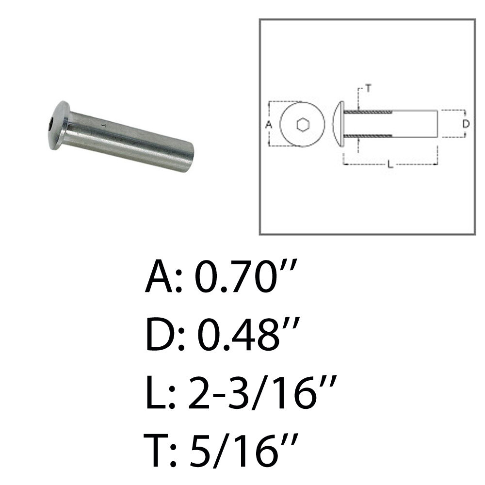 Deck Railing 5/16" Dome Head Stud Receiver Cable Railing Stainless Steel 4 PC