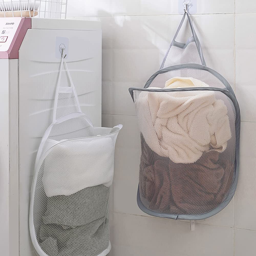 Mesh Collapsible Small Wall Laundry Baskets，Hanging Small, CLASSIC