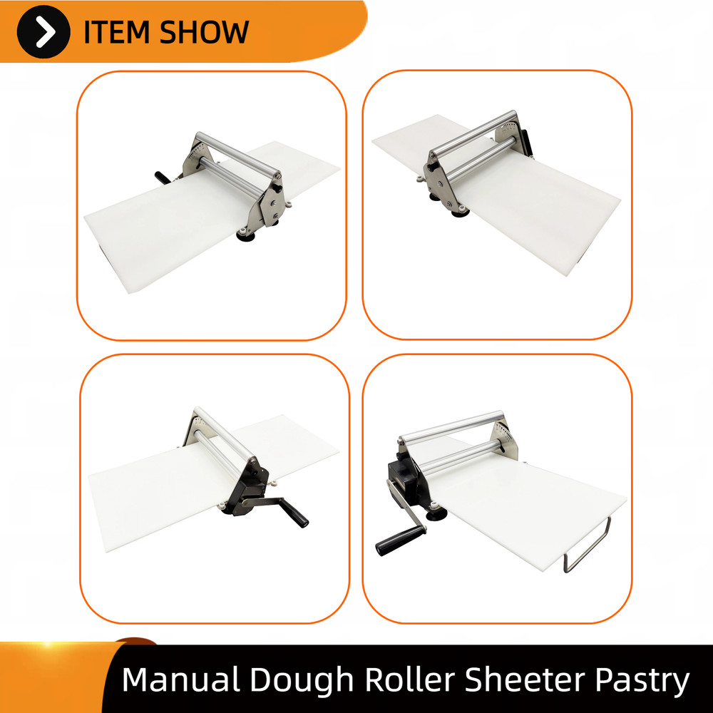 Stainless Steel Dough Roller Manual Sheeter Adjustable Thickness Max 0.89''