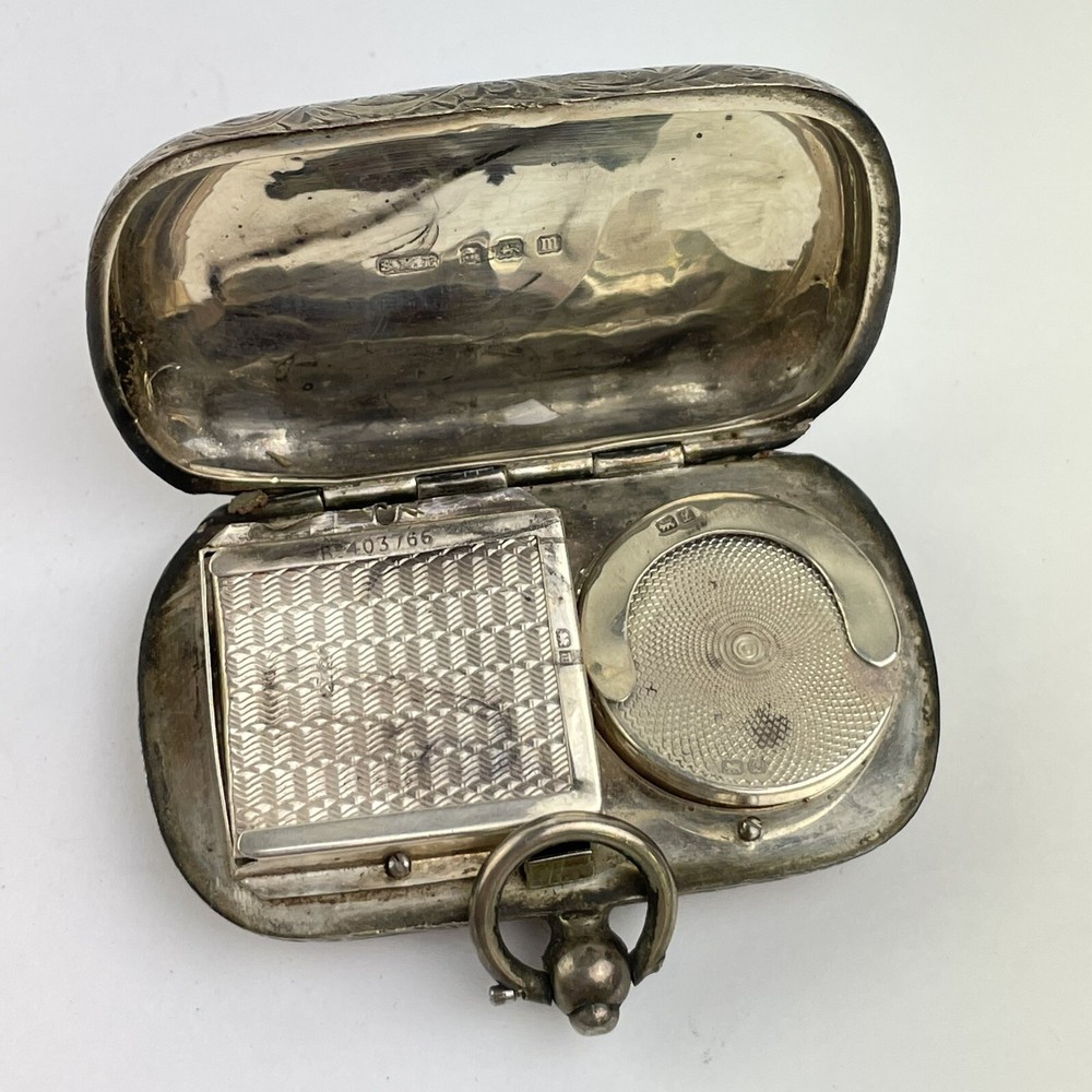 Antique Solid Silver Combination Sovereign Case Stamp Holder Samuel M Levi 1911