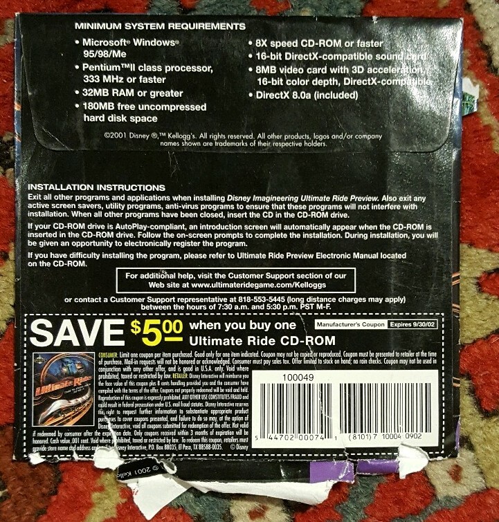 Ultimate Ride - Kellogg's Preview Edition - Promo (PC, 2001)