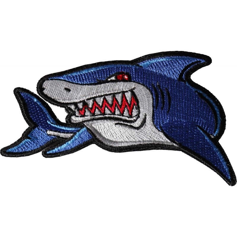 Embroidered Patch (Iron-On), Shark Patch Shark Teeth, 4" x 2.75"