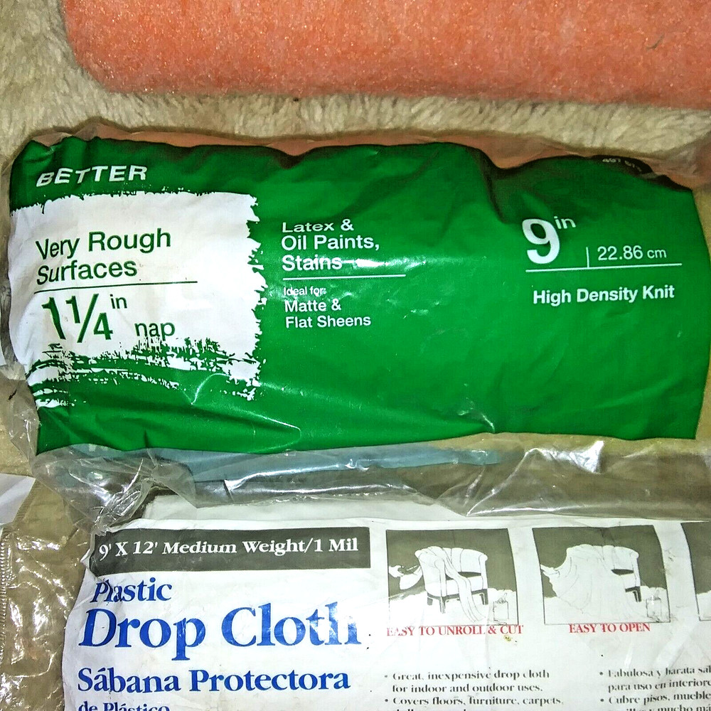 7 pc paint accessories drop cloth, roller,and foam brush set