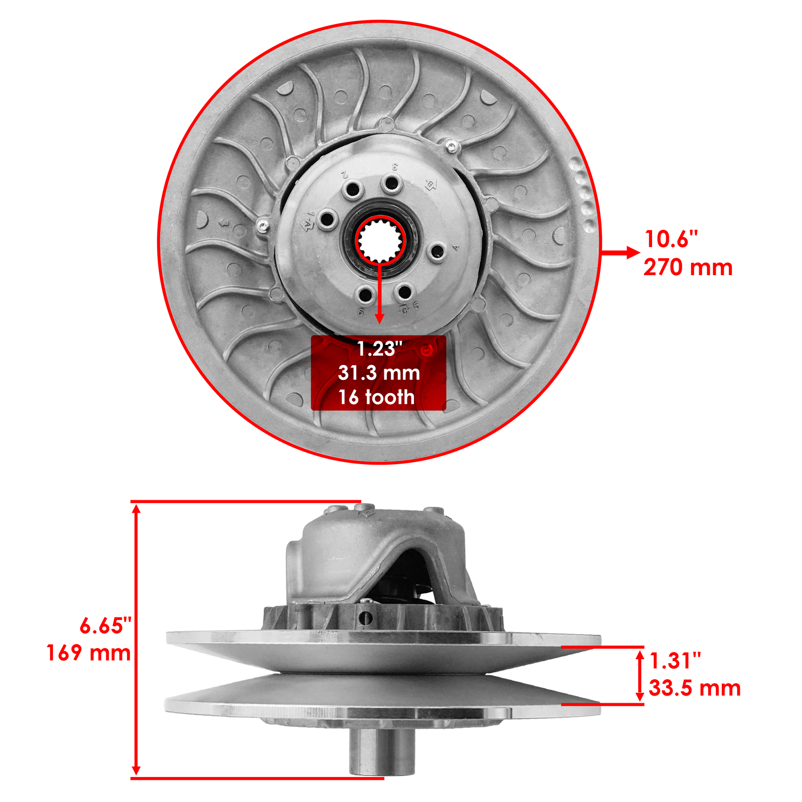 Caltric Secondary Clutch For Can Am Defender HD10 Max HD10 Pro HD10 2020-2024