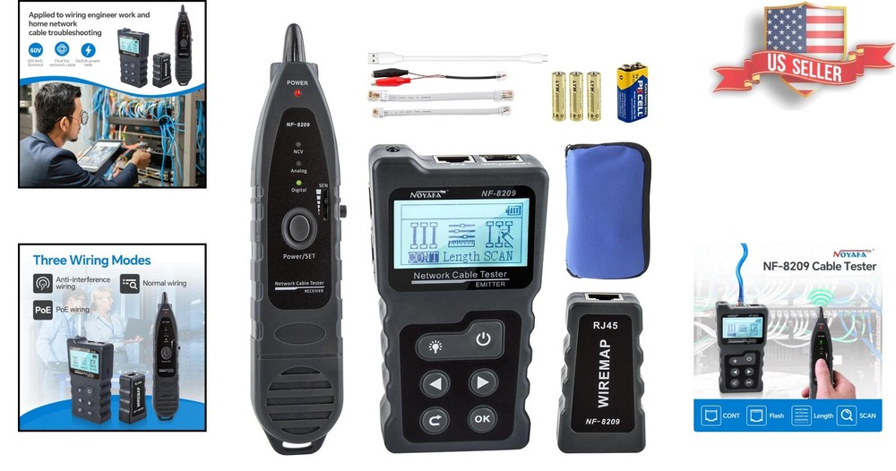 Advanced Network Cable Tester with PoE & AC Voltage Detection for Professionals