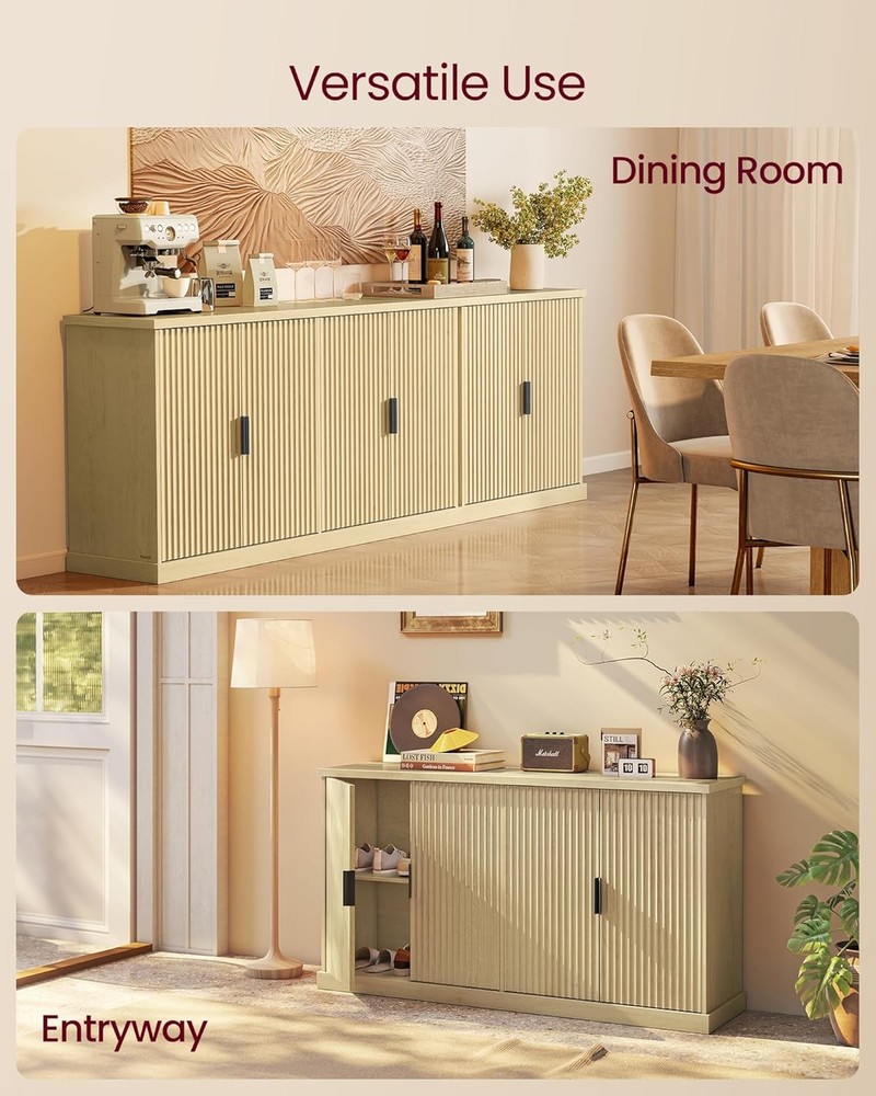 MAXE Collection Buffet Cabinet Fluted Console Cabinet Sideboard W/ Adjustable