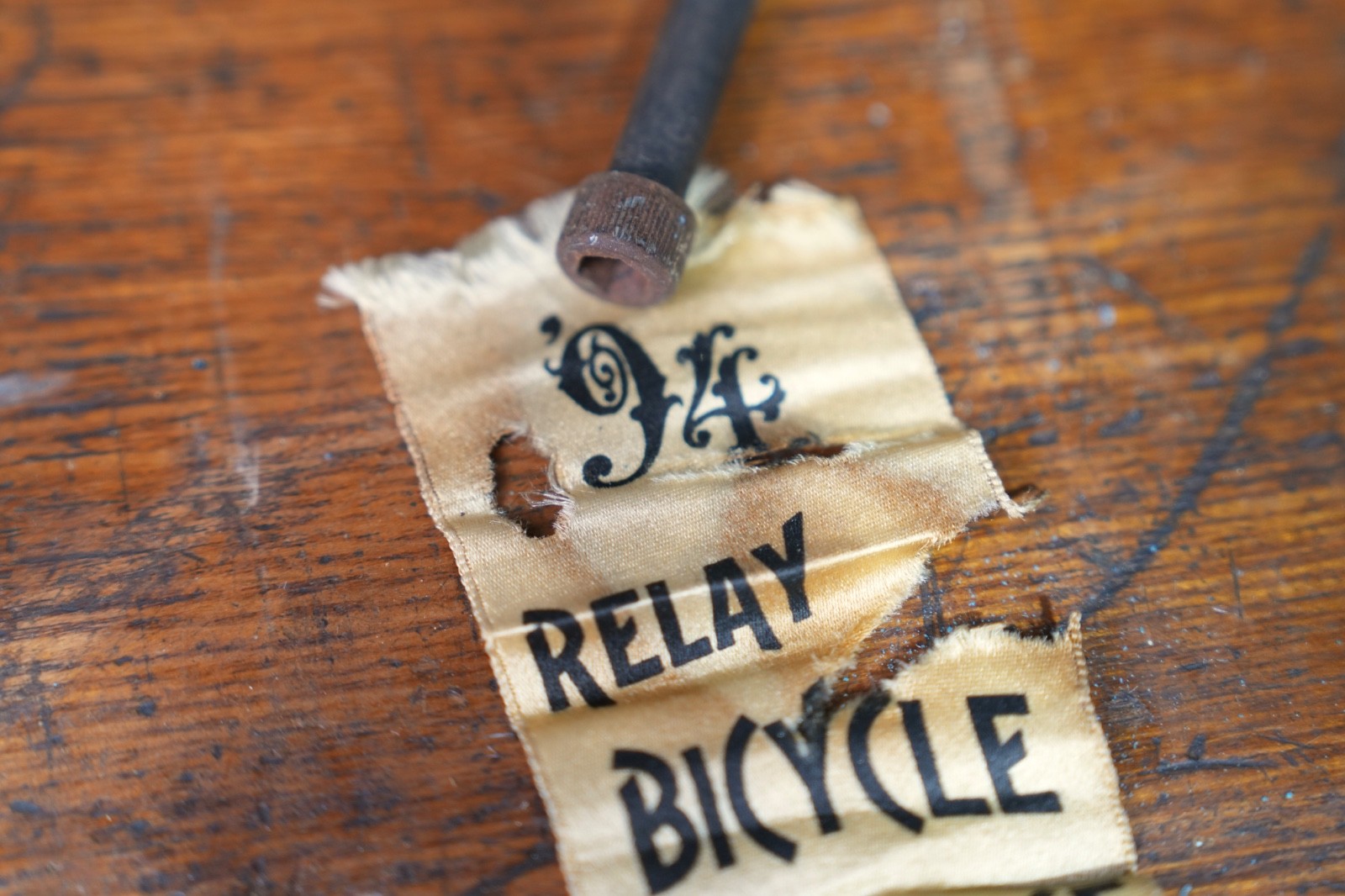 Antique 1800's High Wheel Bicycle Race Gold Pinback Award 1st Place Mansfield OH