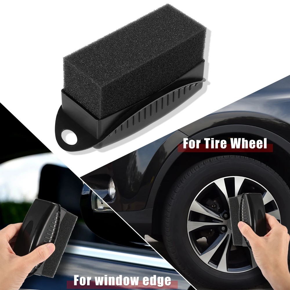 Unique Bargains Tire Shine Applicator Pad Sponge 2 Pack Black