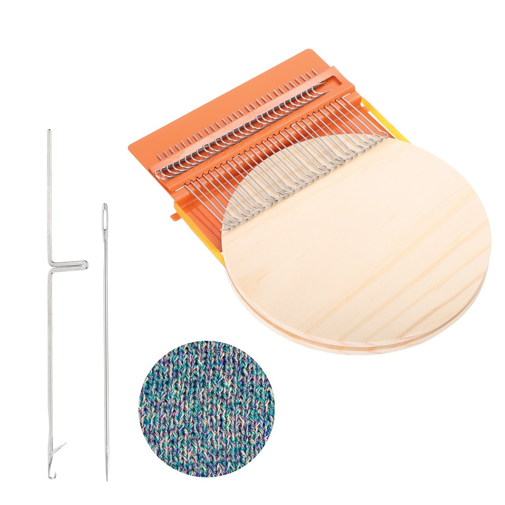 Speedweve Darning Loom, 28 Hooks Mini Weaving Knitting Machine Orange