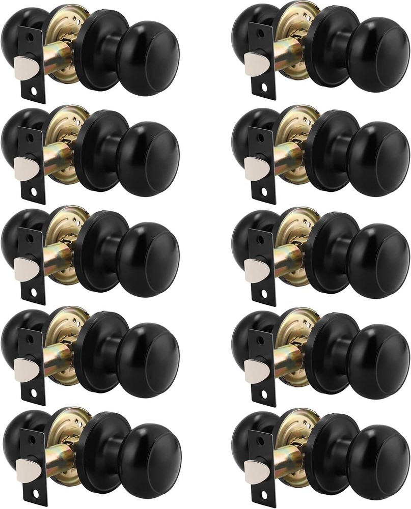 (10 Pack Round Passage Door Knob(Non-Locking Knobs), Keyless Doorknobs Interior