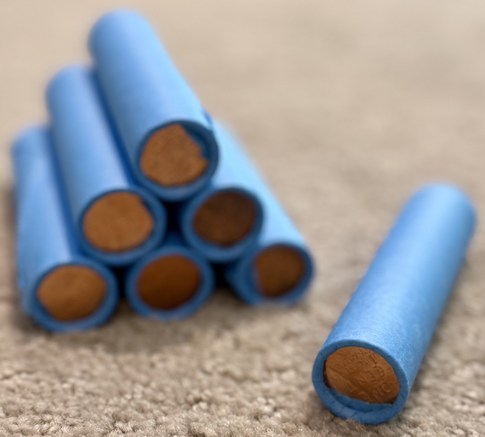 Blue wheat penny BU on end of unsearched circulated cents mixed dates mint marks