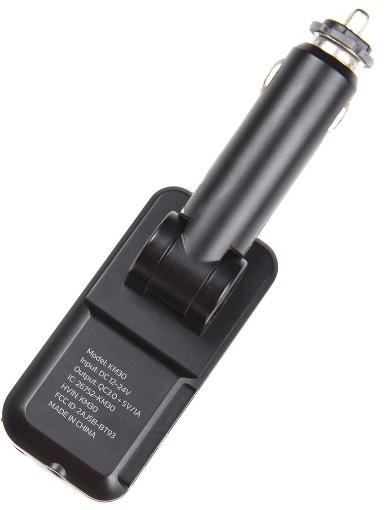 Nulaxy Bluetooth Car Adapter 1.8" Color Screen Strong Mic, QC3.0 Small, Black