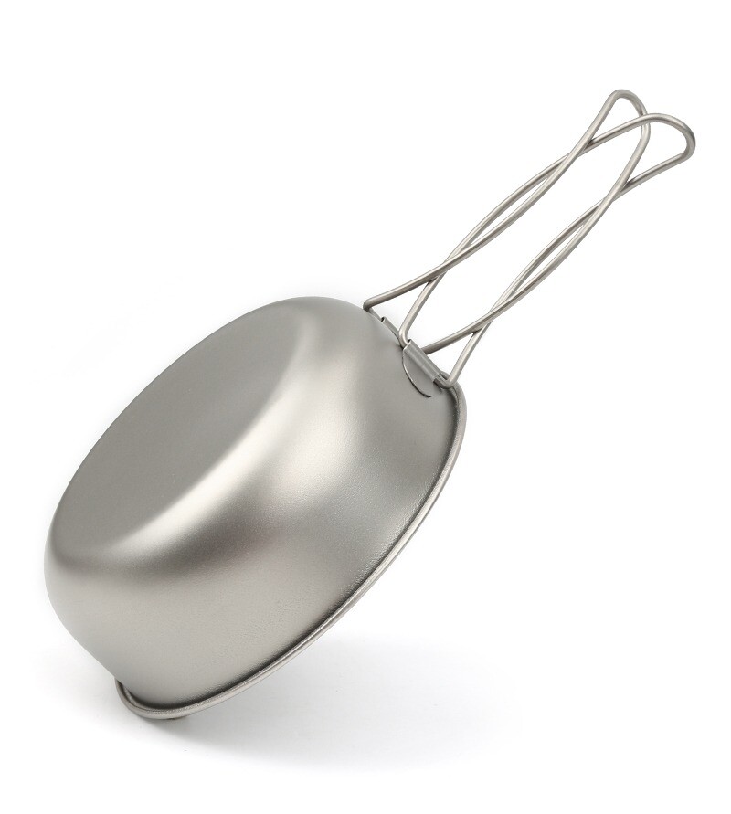 Pure Titanium Foldable Bowl Frying Pan 700ml Ultralight Flatware Tableware