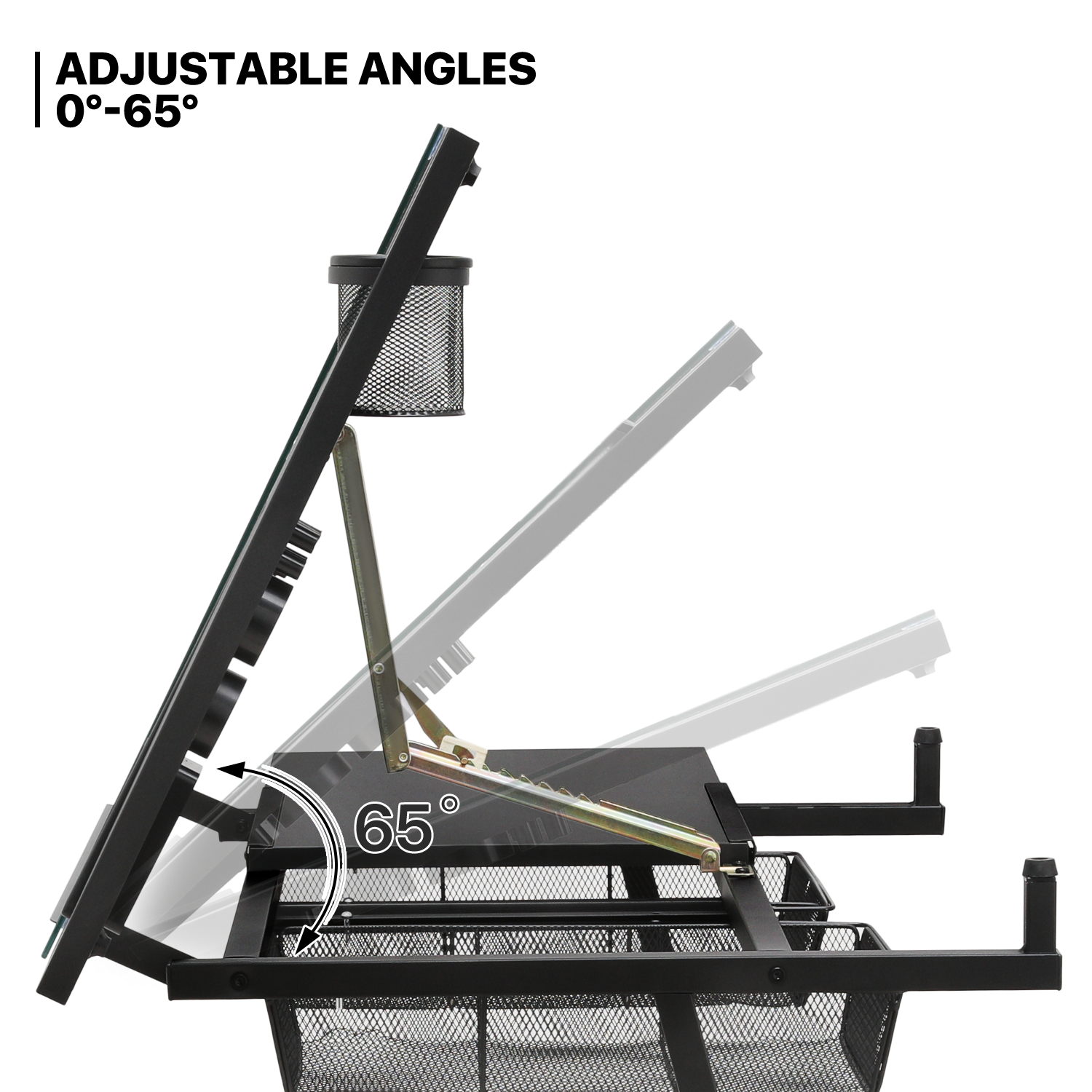 Drafting Table Adjustable Tempered Glass Art Craft Drawing Work Station w/Stool