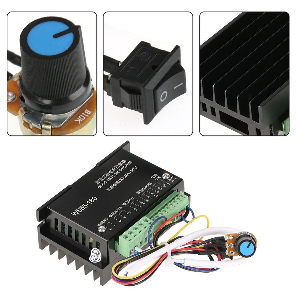 DC 20V-50V WS55-180 CNC Brushless Spindle BLDC Electromotor Driver Controller
