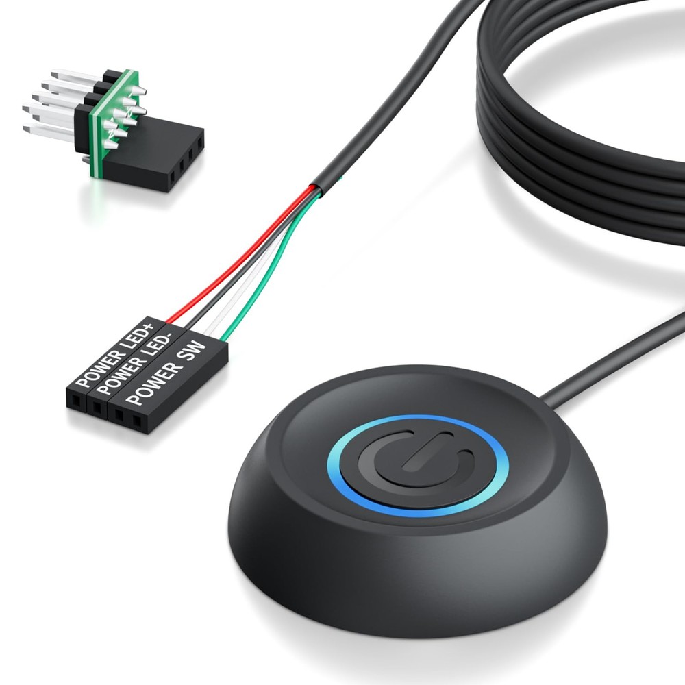 PC Power Button with 118" Cable - Desktop Computer External 118", BLACK