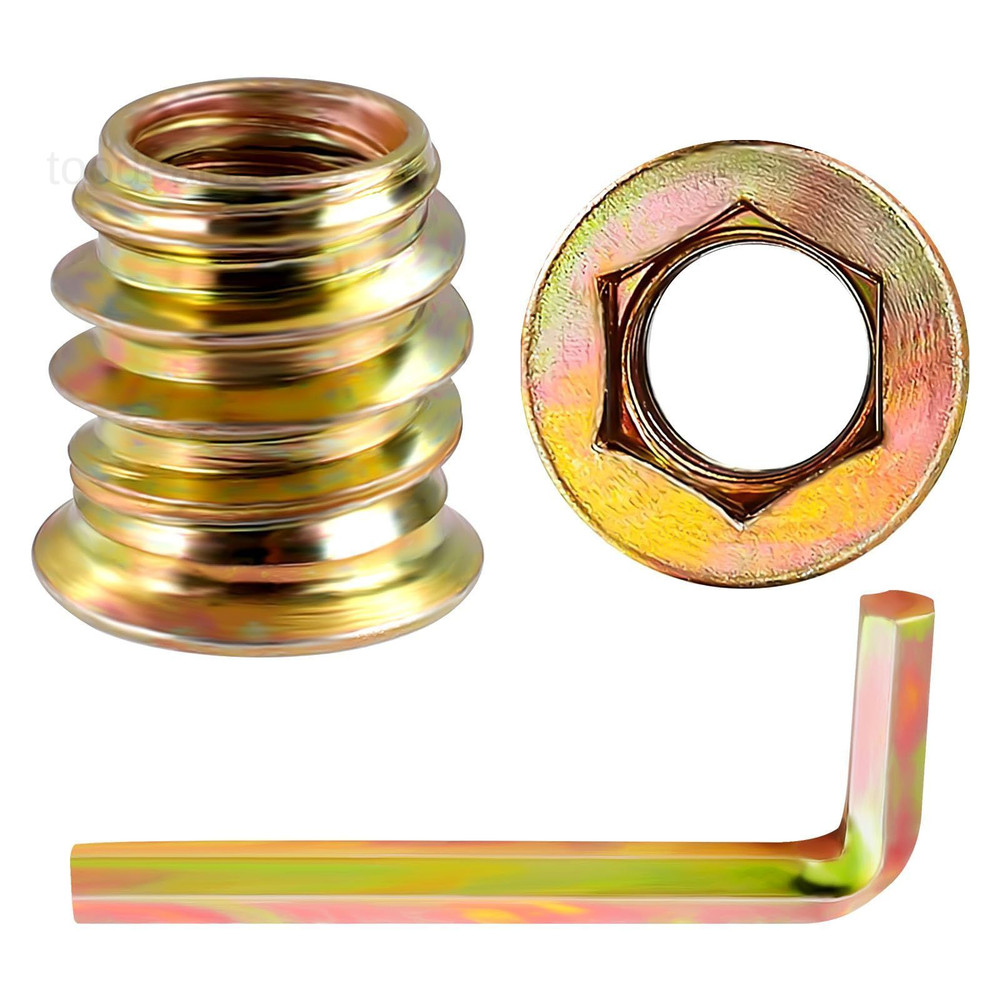M6 x 10mm Threaded Inserts for Wood, Nut Inserts, x 10mm, Yellow