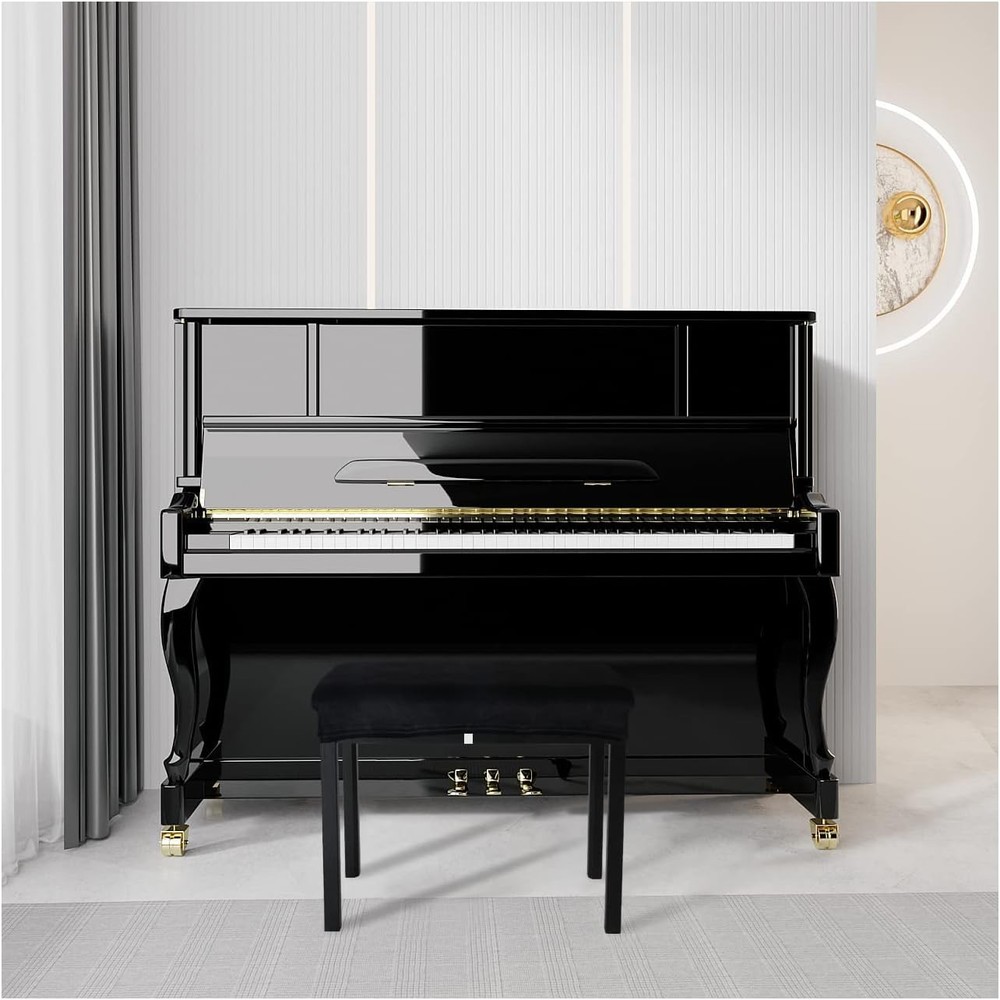 Modern Small Velvet Stool Cover - Rectangular Piano Bench Protector, Black