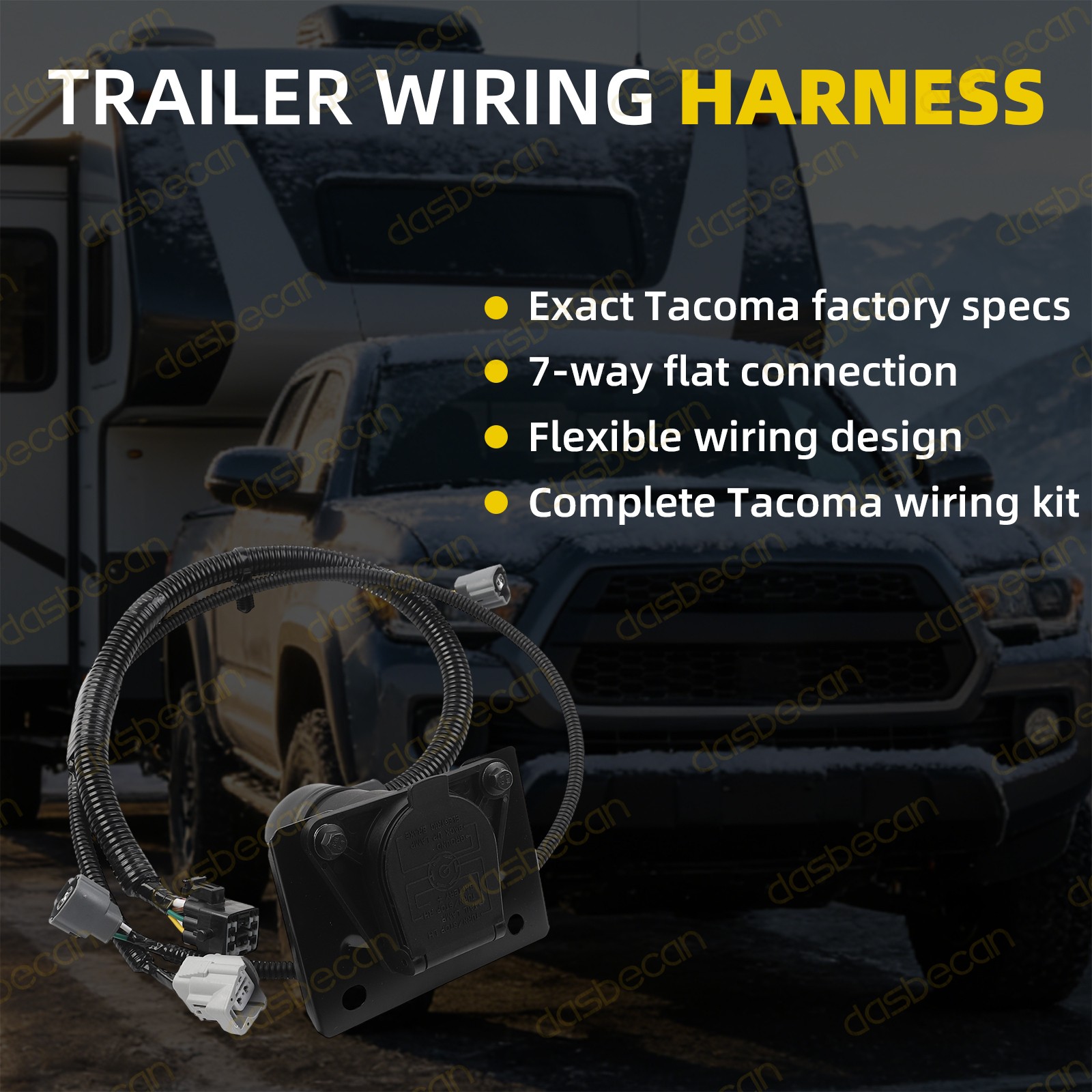 Trailer Tow Hitch Wiring Harness 7pin For Toyota Tacoma 2005-2015 82169-04010