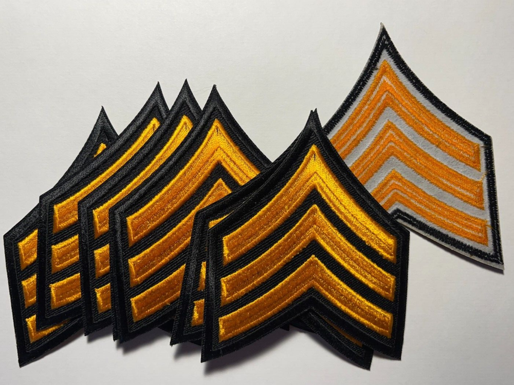 sergeant rank patch 3.5" tall chevron police patch 3 stripe Sergeant stripes